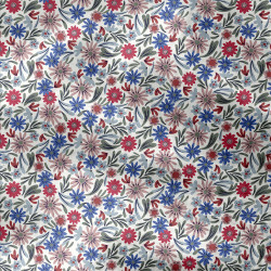 Bedruckte Mousseline SAMFLO Weiß / Blau